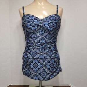 Shore Shapes 1 Pc Swimwear w/ Padded Bra Blue Paisley - Size 8